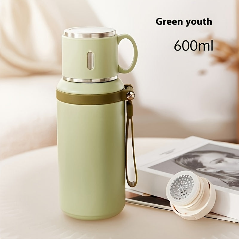 20.29oz Insulated Flask with Coffee Cup Lid & Handle - Ideal for Hot & Cold Beverages, Perfect for Outdoor Activities & Travel, Reusable, Hand-Wash Only, Travel Coffee Mug Insulated