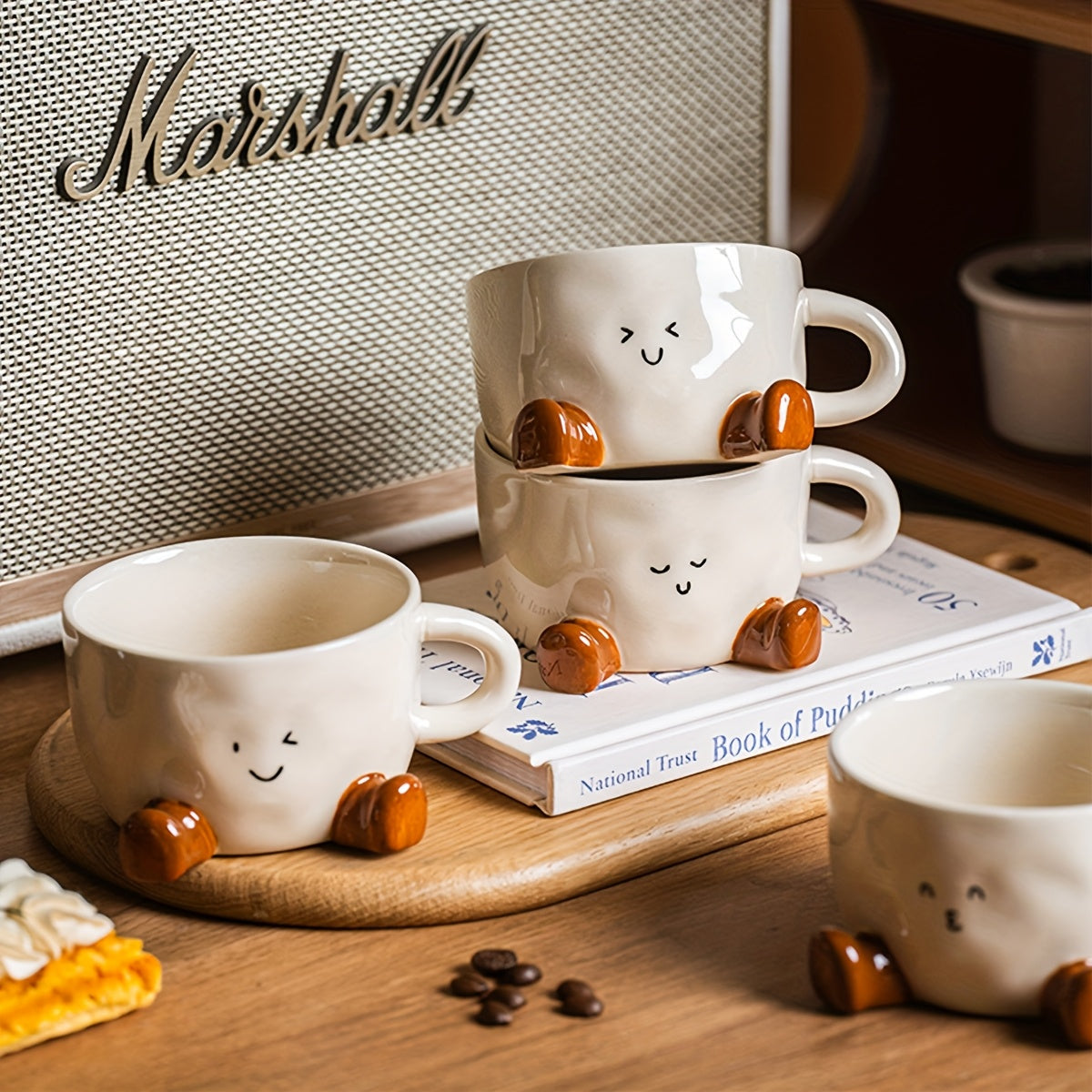 1pc DearDali Cute Sleeping Feet coffee mug with Beige Feet - Microwave Safe Ceramic Cup