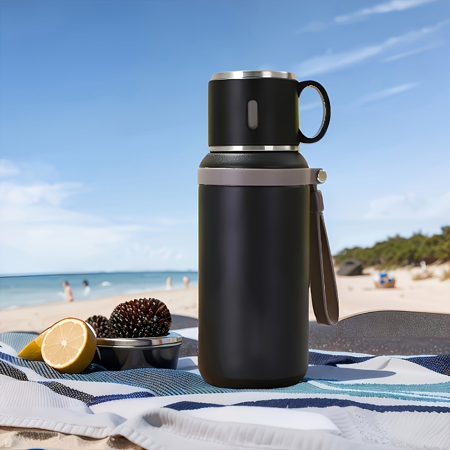 20.29oz Insulated Flask with Coffee Cup Lid & Handle - Ideal for Hot & Cold Beverages, Perfect for Outdoor Activities & Travel, Reusable, Hand-Wash Only, Travel Coffee Mug Insulated
