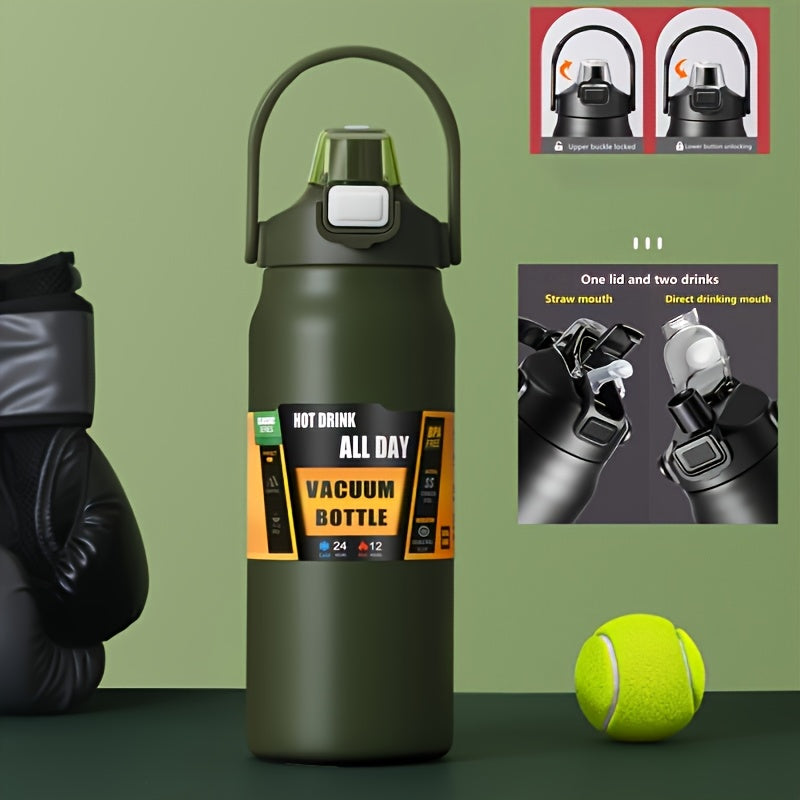 A double drink portable thermos flask 40.5\u002F54 ounces, suitable for outdoor cycling, hiking, office or home - durable.