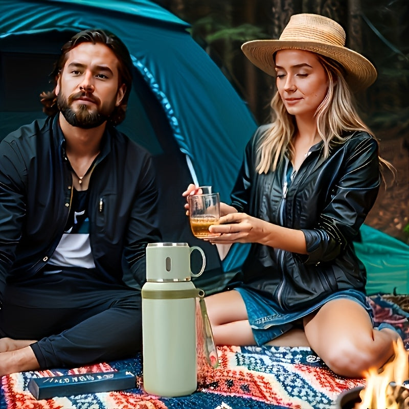 20.29oz Insulated Flask with Coffee Cup Lid & Handle - Ideal for Hot & Cold Beverages, Perfect for Outdoor Activities & Travel, Reusable, Hand-Wash Only, Travel Coffee Mug Insulated
