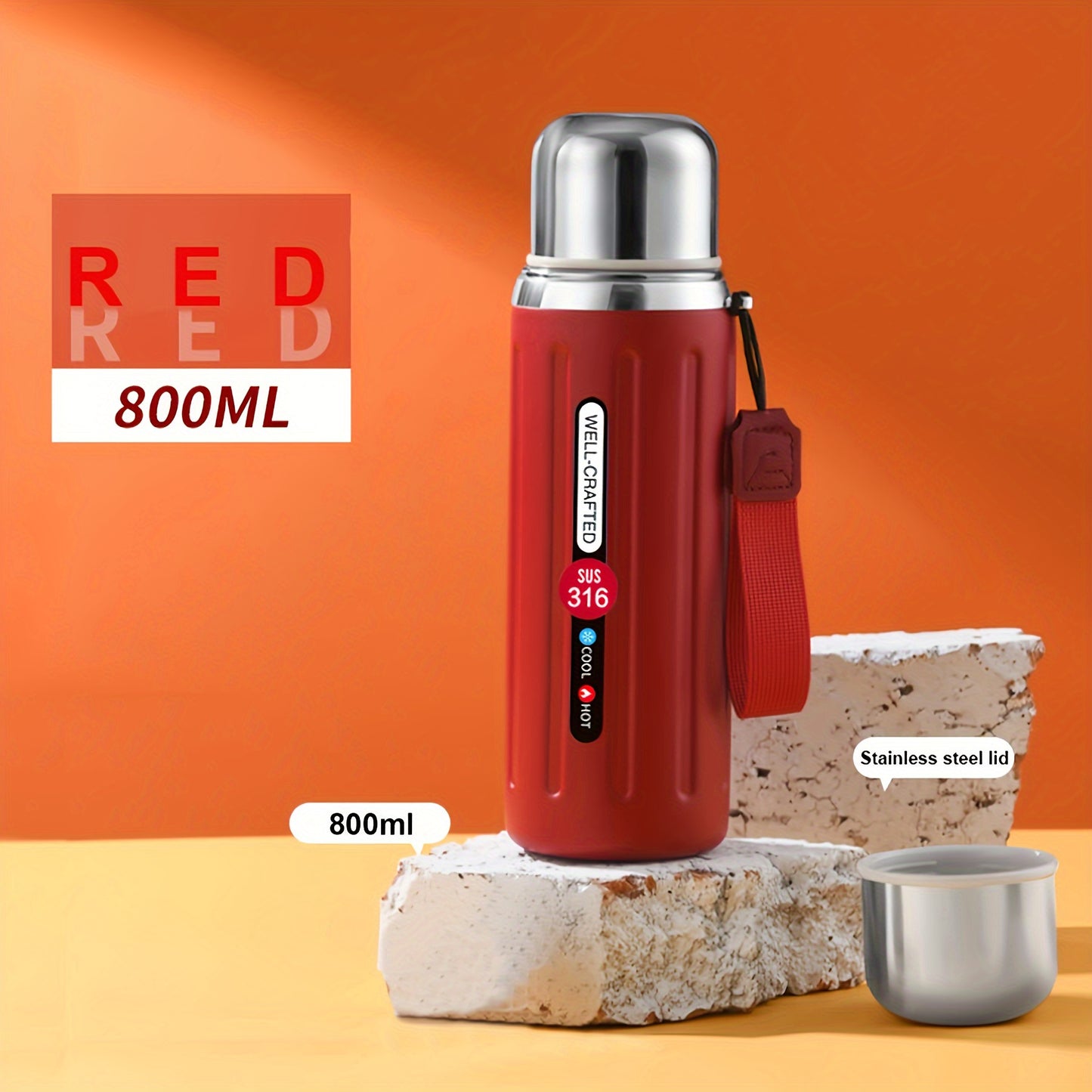1pc, Vacuum Flask, 20.29oz Insulated Water Bottles, Travel Thermal Cups, for Hot And Cold Beverages, Summer Winter Drinkware, Gifts