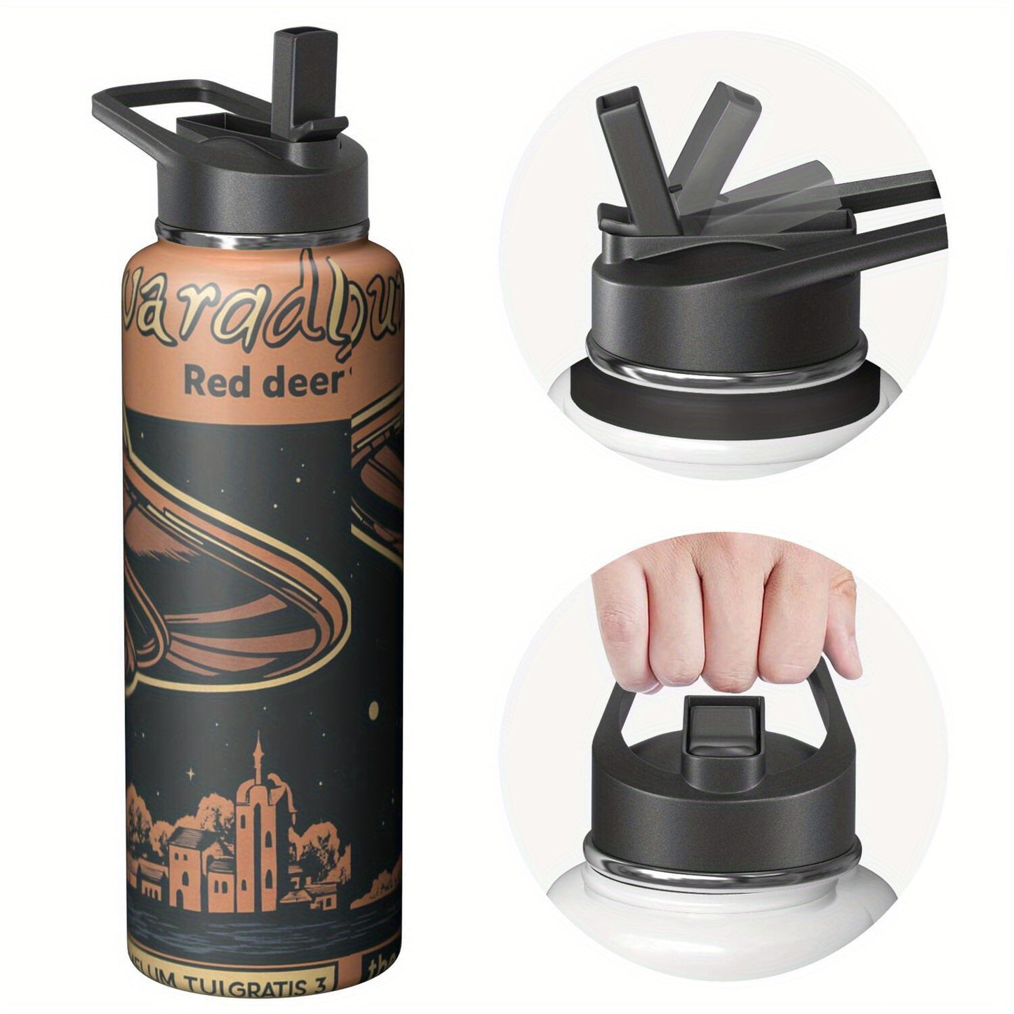 This 40 ounce leak proof space flask is made of double layer stainless steel, which is wear resistant