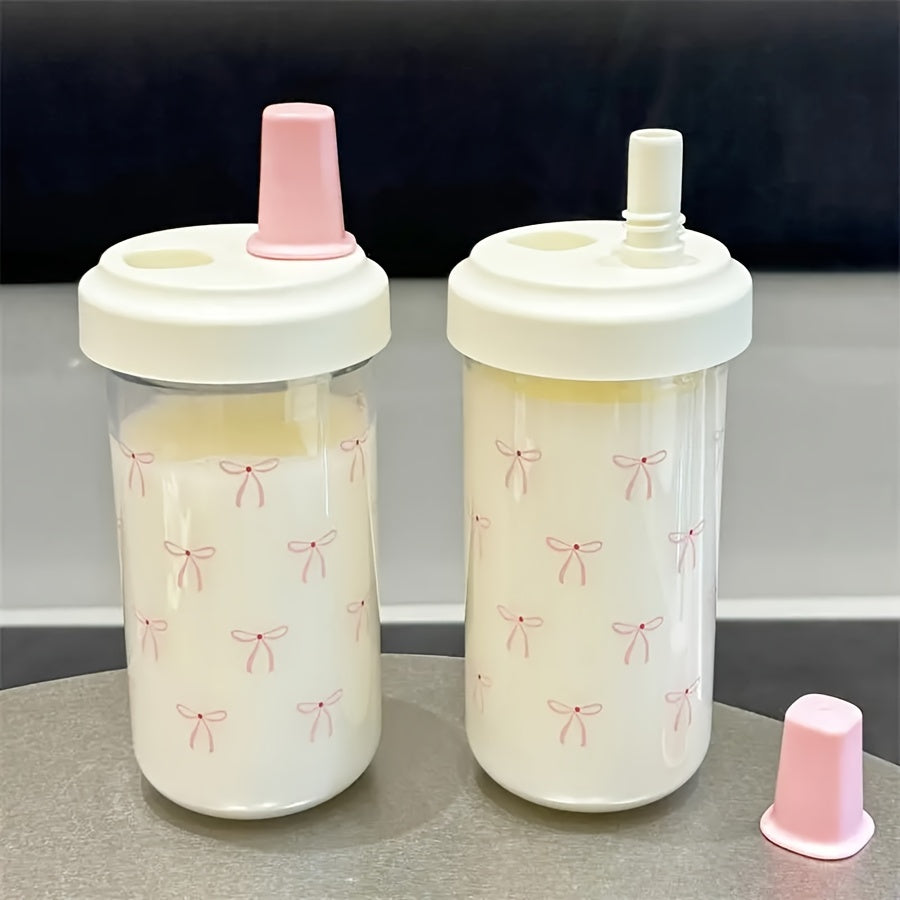 Bow Pattern BPA-Free Polycarbonate Water Bottle with Straw, 500ml\u002F16.9oz - Reusable