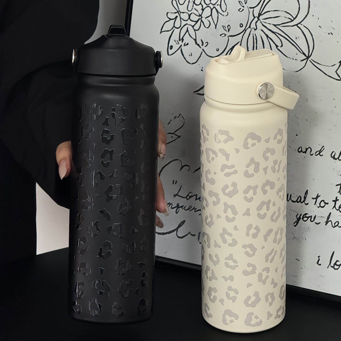 1pc Stylish Travel Flask 800ml Insulated Stainless Steel Travel Flask - 1pc Cow & Leopard Print, Durable & Reusable, Minimalist Design for Office, Outdoor Adventures, Hiking, Picnics, Parties | Perfect Gift for Family & Friends | Stylish & Durable