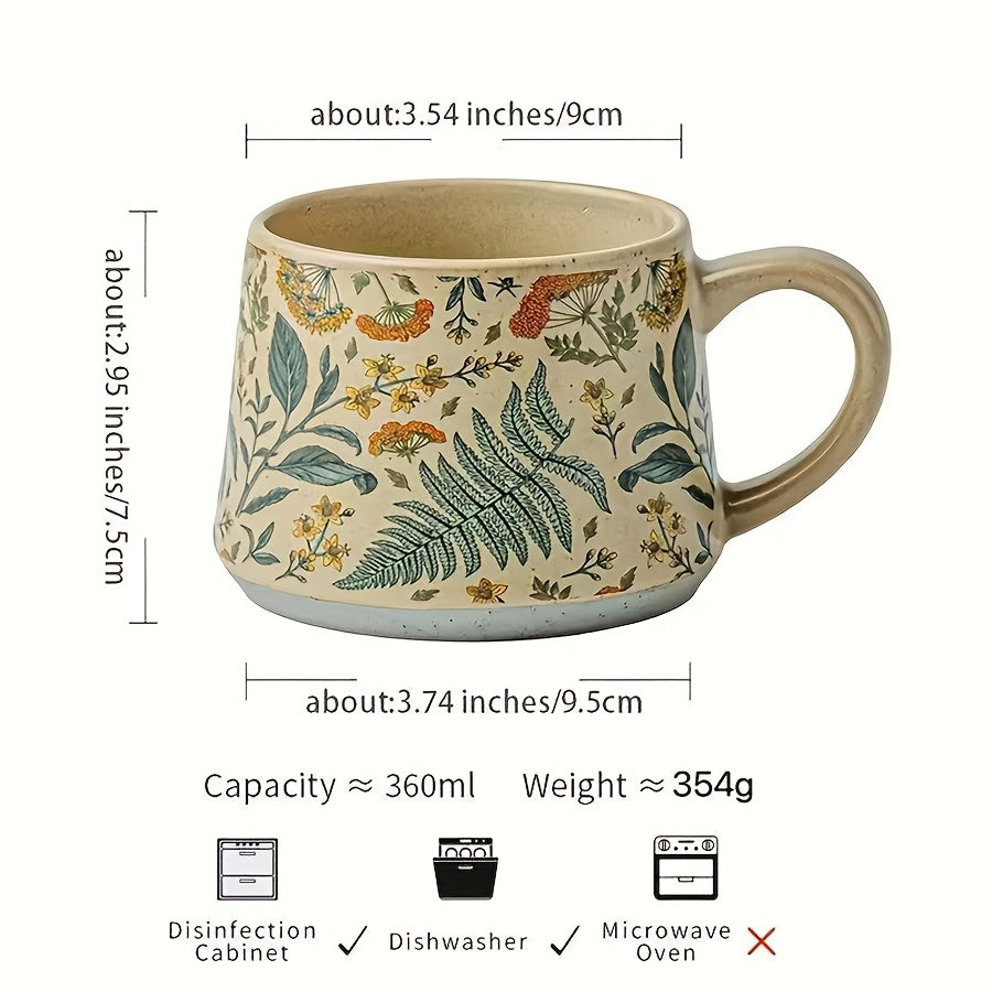 2 Ceramic Coffee Cups 2 Vintage Floral Ceramic Coffee Cups | 12.5 Ounces, Heat Preservation And Reusable, Dishwasher-Safe Multi-Purpose Tea Cups, Ideal Gifts for Friends