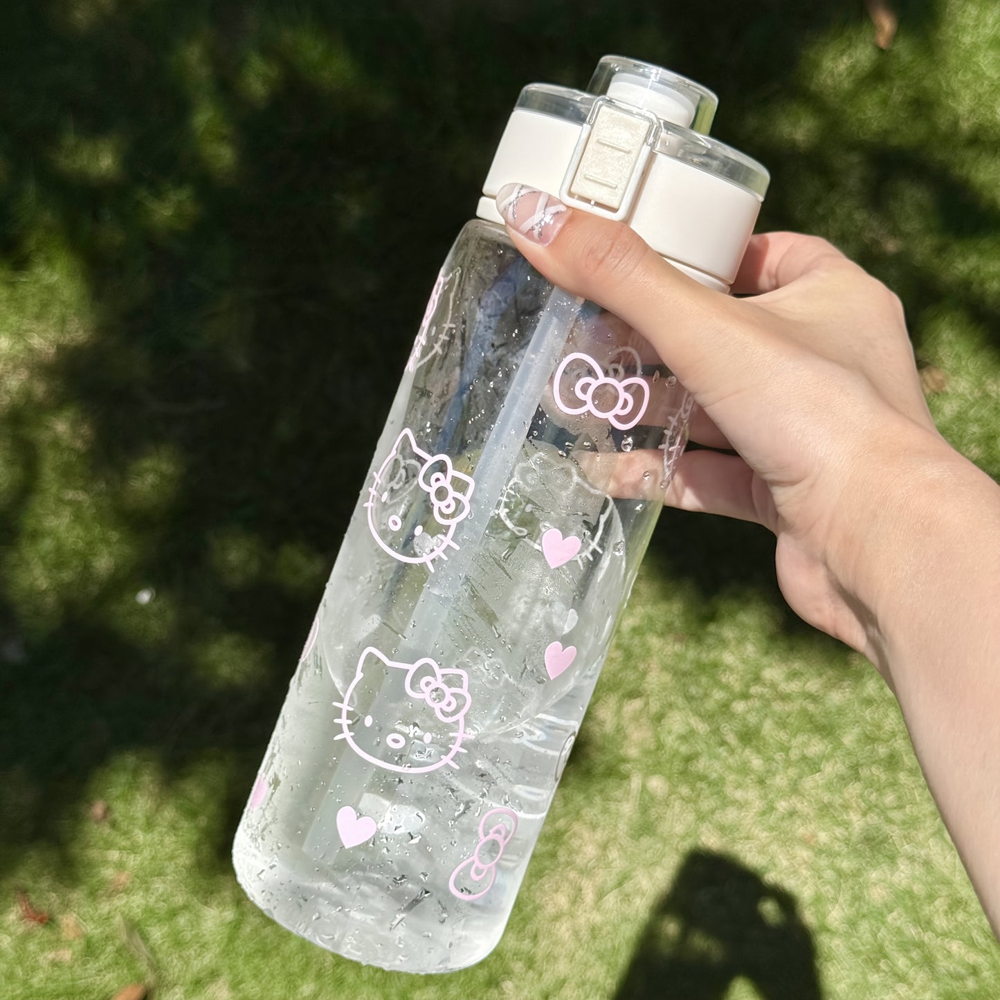 Hello Kitty Water Bottle Sanrio Hello Kitty Bow Print Plastic Water Bottle - 1pc