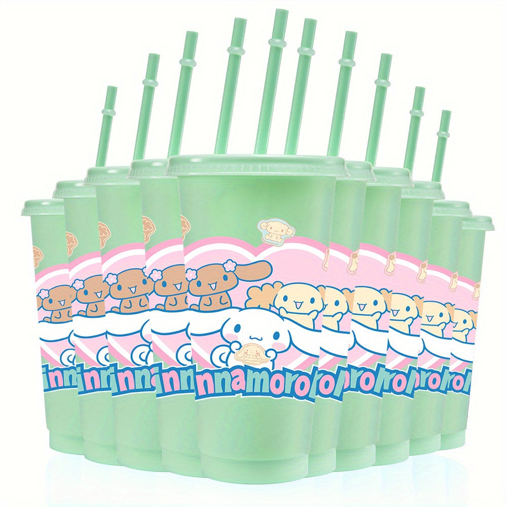 10pcs Reusable for cinnamoroll Plastic Cups, 24oz Iced Coffee Tea Slushie Cup with Lid and Straw