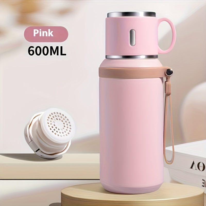20.29oz Insulated Flask with Coffee Cup Lid & Handle - Ideal for Hot & Cold Beverages, Perfect for Outdoor Activities & Travel, Reusable, Hand-Wash Only, Travel Coffee Mug Insulated