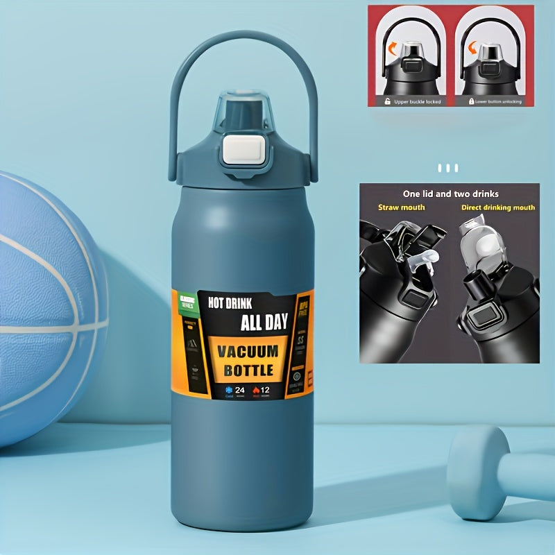 A double drink portable thermos flask 40.5\u002F54 ounces, suitable for outdoor cycling, hiking, office or home - durable.