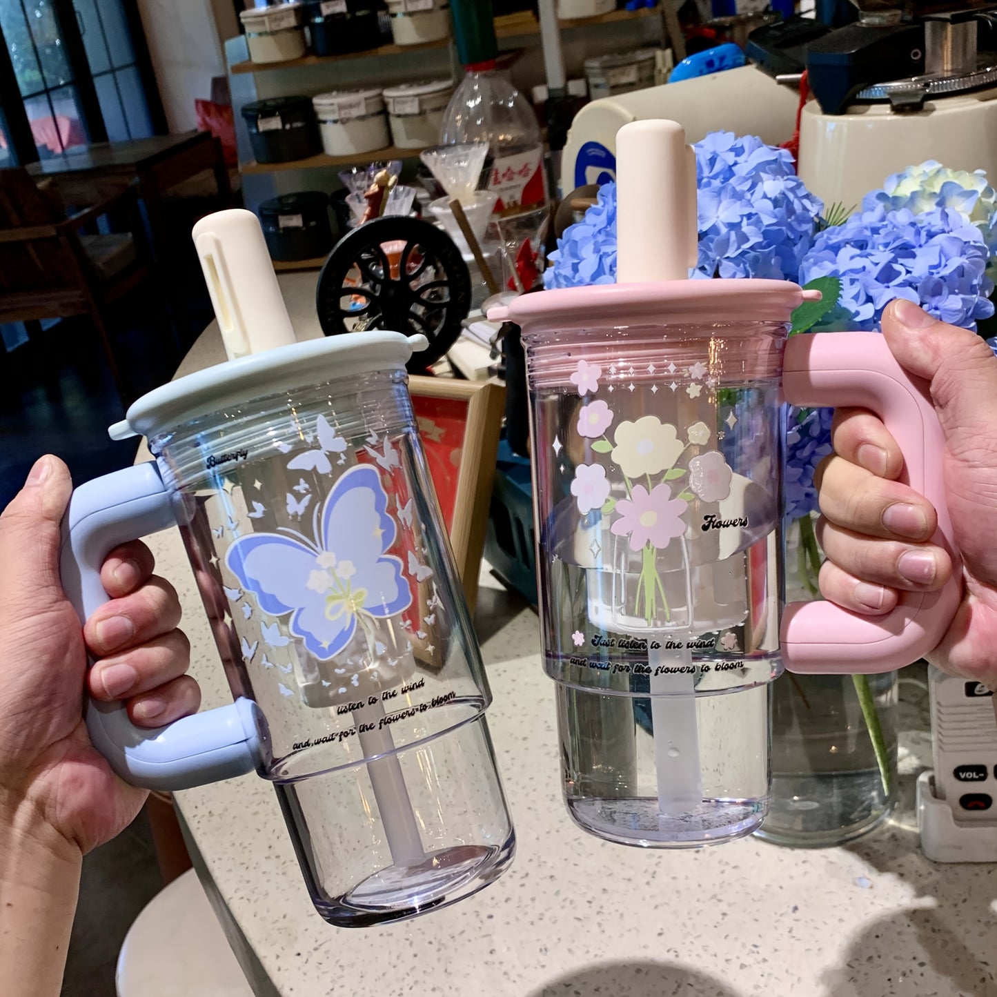 1000ml Large-Capacity Stylish Water Bottle with Straw, Portable Tea Separation Brewing Cup