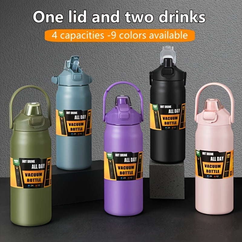 A double drink portable thermos flask 40.5\u002F54 ounces, suitable for outdoor cycling, hiking, office or home - durable.