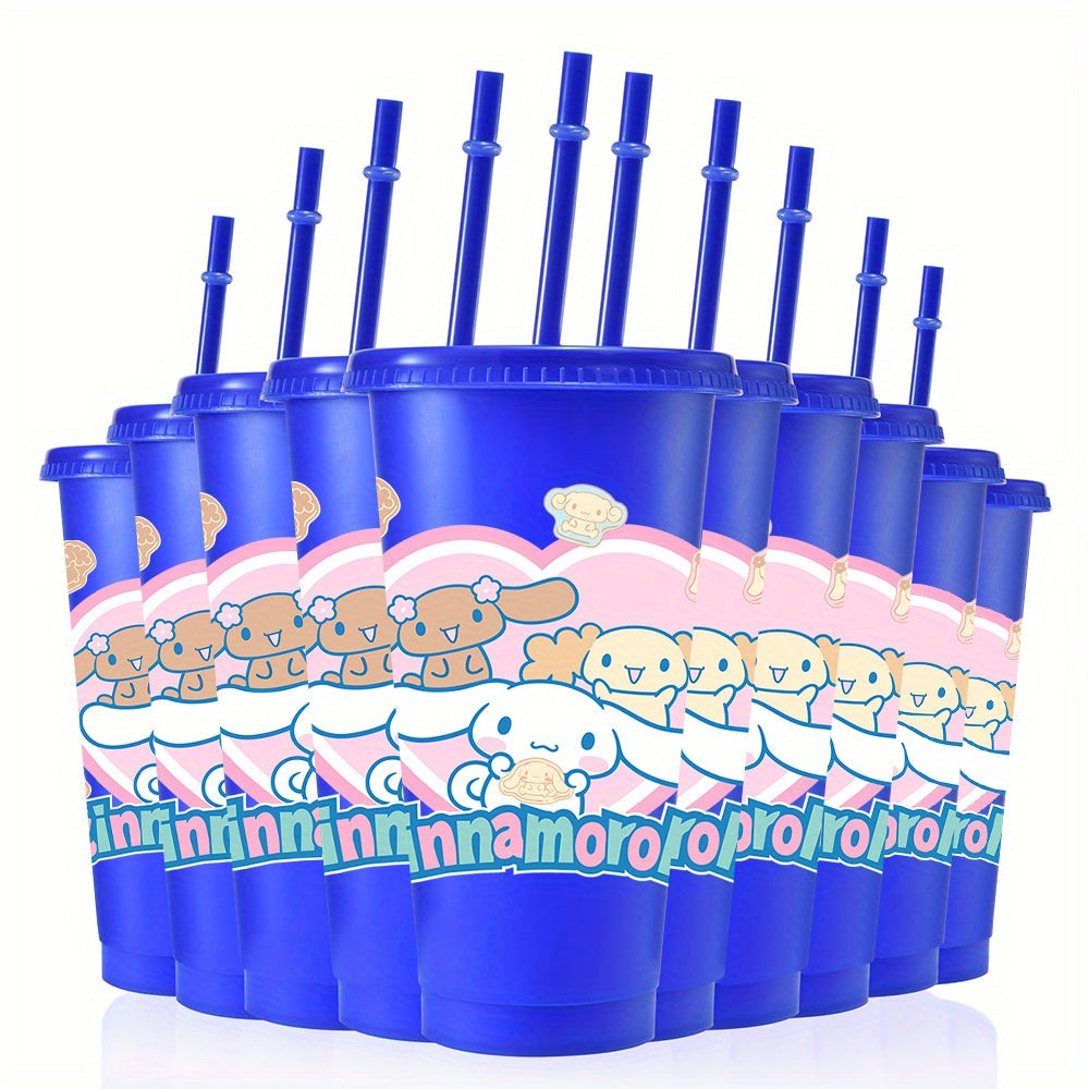 10pcs Reusable for cinnamoroll Plastic Cups, 24oz Iced Coffee Tea Slushie Cup with Lid and Straw