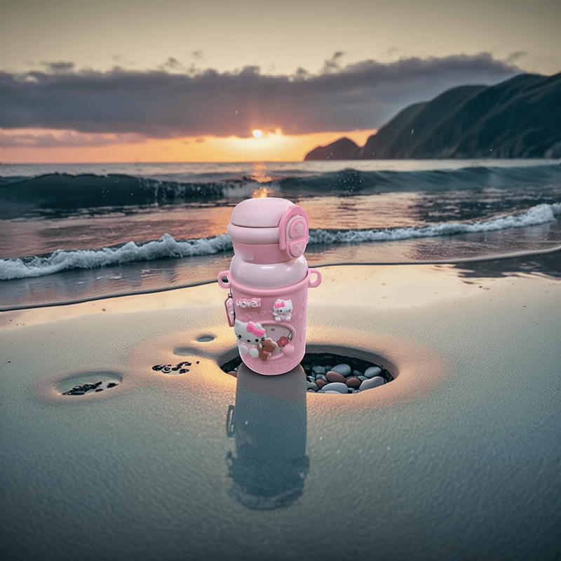 KT Insulated Stainless Steel Thermos Flask, Perfect for Travel & Outdoor Sports – Cute Cartoon Vacuum Car Cup with Large Capacity, Ideal Christmas Gift or Portable Fitness Mug (4 Seasons)