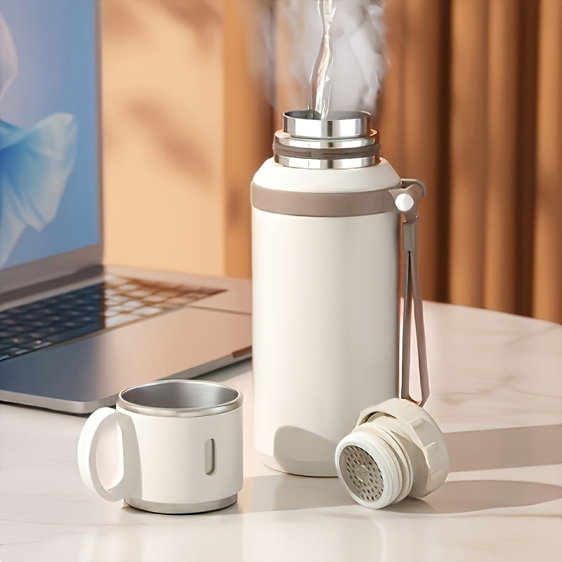 20.29oz Insulated Flask with Coffee Cup Lid & Handle - Ideal for Hot & Cold Beverages, Perfect for Outdoor Activities & Travel, Reusable, Hand-Wash Only, Travel Coffee Mug Insulated