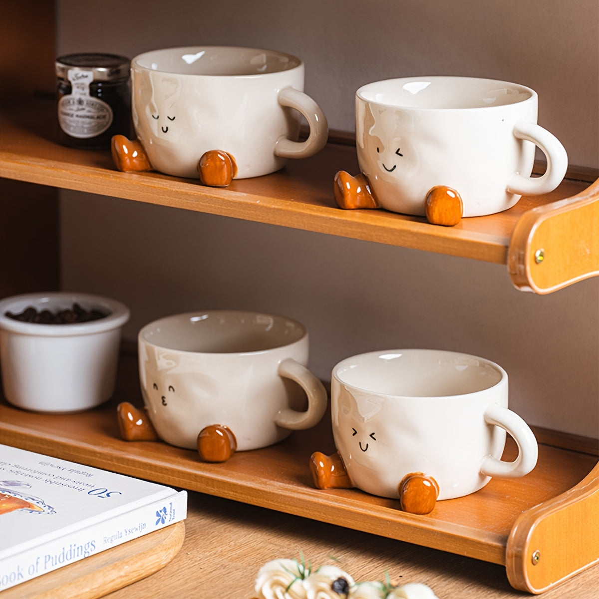 1pc DearDali Cute Sleeping Feet coffee mug with Beige Feet - Microwave Safe Ceramic Cup