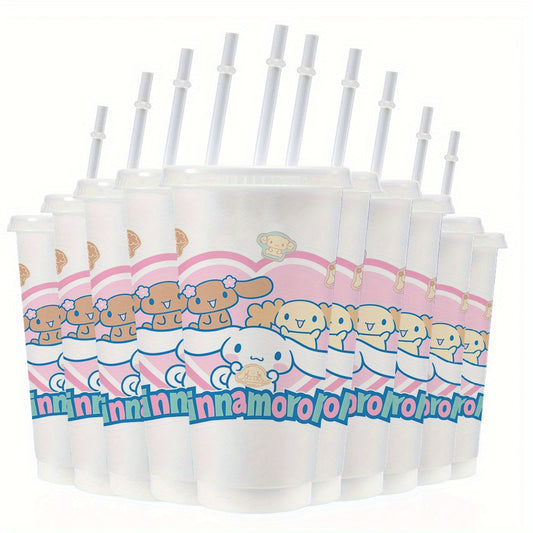 10pcs Reusable for cinnamoroll Plastic Cups, 24oz Iced Coffee Tea Slushie Cup with Lid and Straw