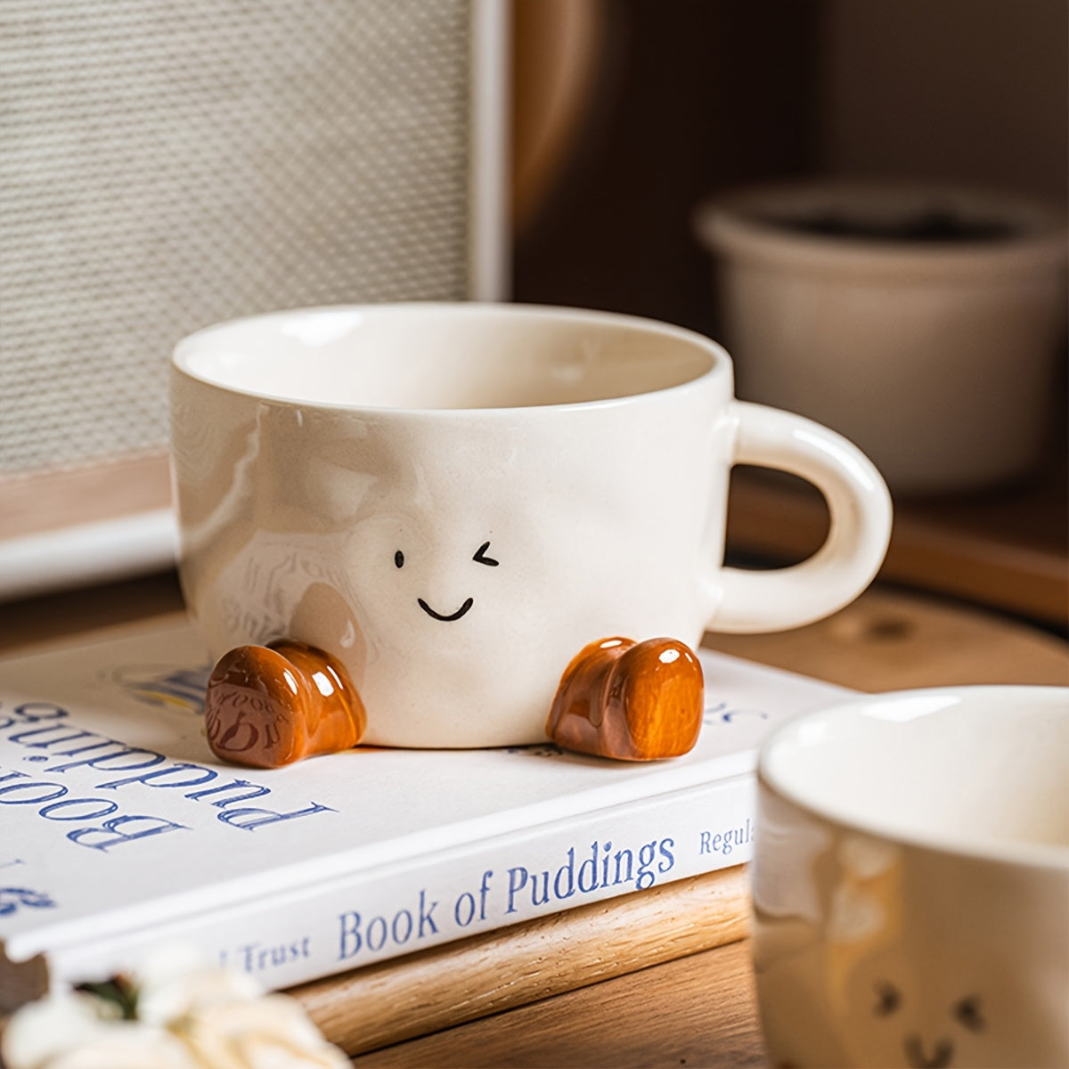 1pc DearDali Cute Sleeping Feet coffee mug with Beige Feet - Microwave Safe Ceramic Cup