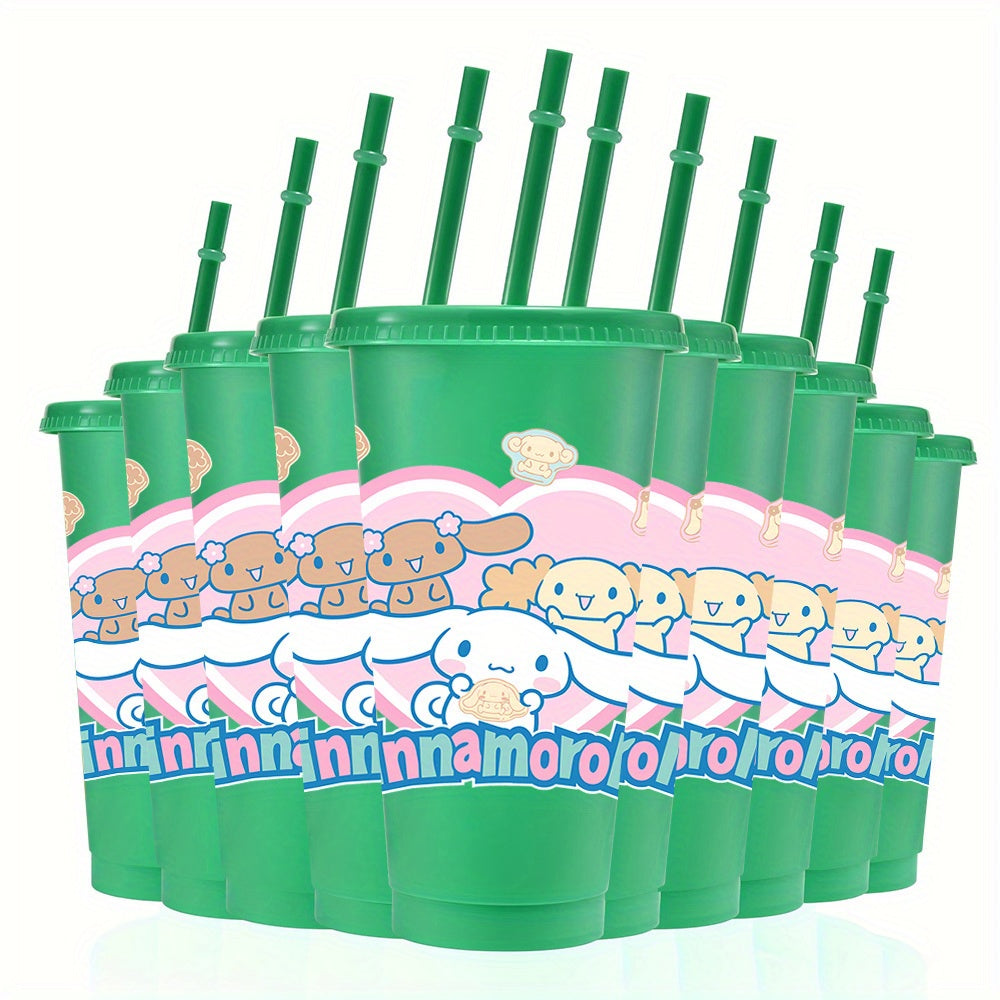10pcs Reusable for cinnamoroll Plastic Cups, 24oz Iced Coffee Tea Slushie Cup with Lid and Straw