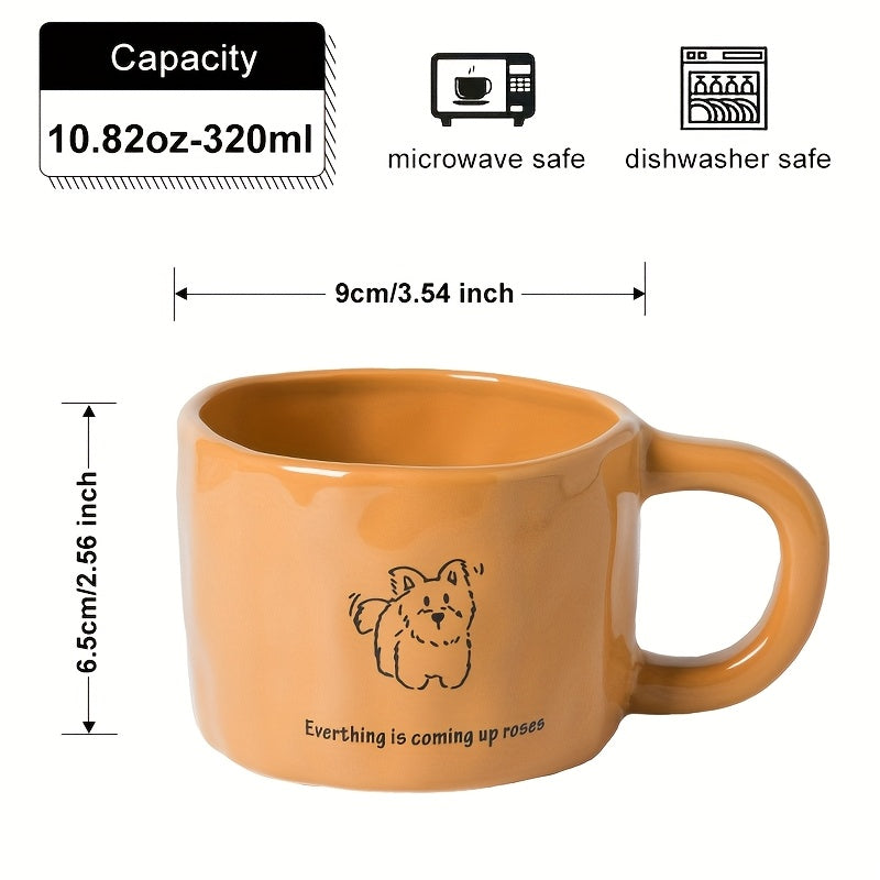 Handmade Ceramic Coffee Mug with Cute Animal Prints - 10.8oz, BPA-Free, Microwave Safe