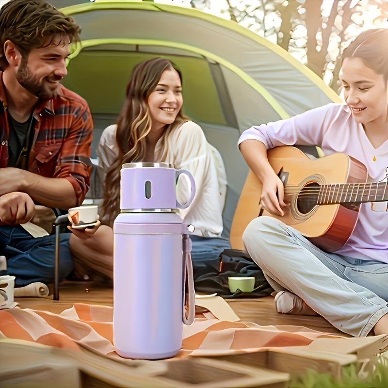 20.29oz Insulated Flask with Coffee Cup Lid & Handle - Ideal for Hot & Cold Beverages, Perfect for Outdoor Activities & Travel, Reusable, Hand-Wash Only, Travel Coffee Mug Insulated