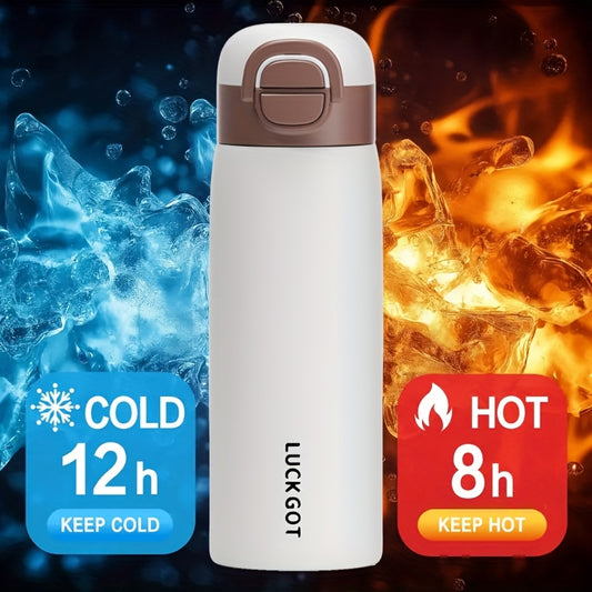 17oz (approx. 500ml) insulated flask Stainless steel hot coffee travel mug Double beverage lid with flip-top lid for hot and cold drinks