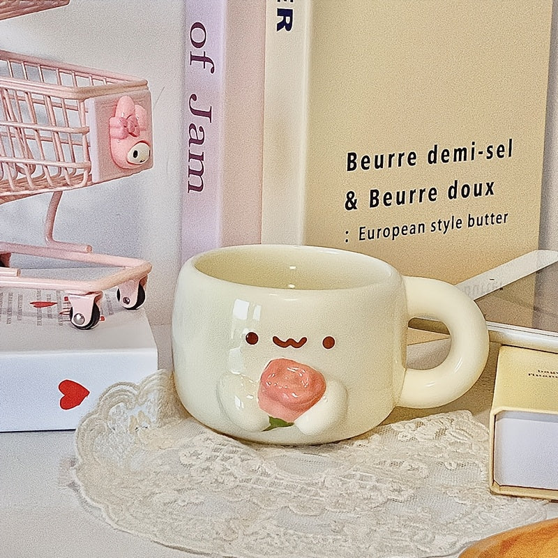 1pc 10.14oz Cute Cuddle Bread Ceramic Mug Office Coffee Cup Breakfast Milk Cup Student Personality Trendy Water Cup Suitable for Hot and Cold Drinks Couples BFF Friends Creative Gift Mother'S Day, Thanksgiving, Christmas, Birthday and Easter Ideal Gift