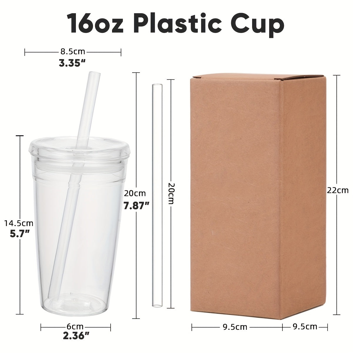 25pcs 50pcs Rounded Bottom Blank Uv Vinyl Print Reusable 500ml 16oz Clear Acrylic Plastic Coffee Tea Tumbler Cups with Lids And Straw for Juice Smoothie Matcha