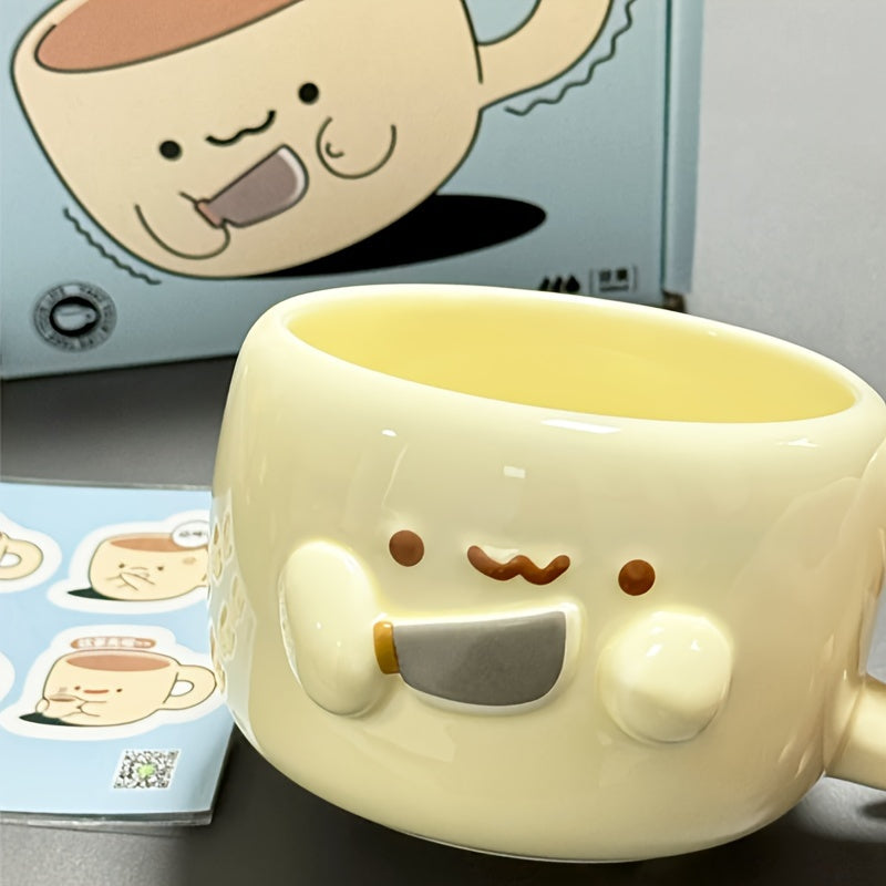 1pc 10.14oz Cute Cuddle Bread Ceramic Mug Office Coffee Cup Breakfast Milk Cup Student Personality Trendy Water Cup Suitable for Hot and Cold Drinks Couples BFF Friends Creative Gift Mother'S Day, Thanksgiving, Christmas, Birthday and Easter Ideal Gift