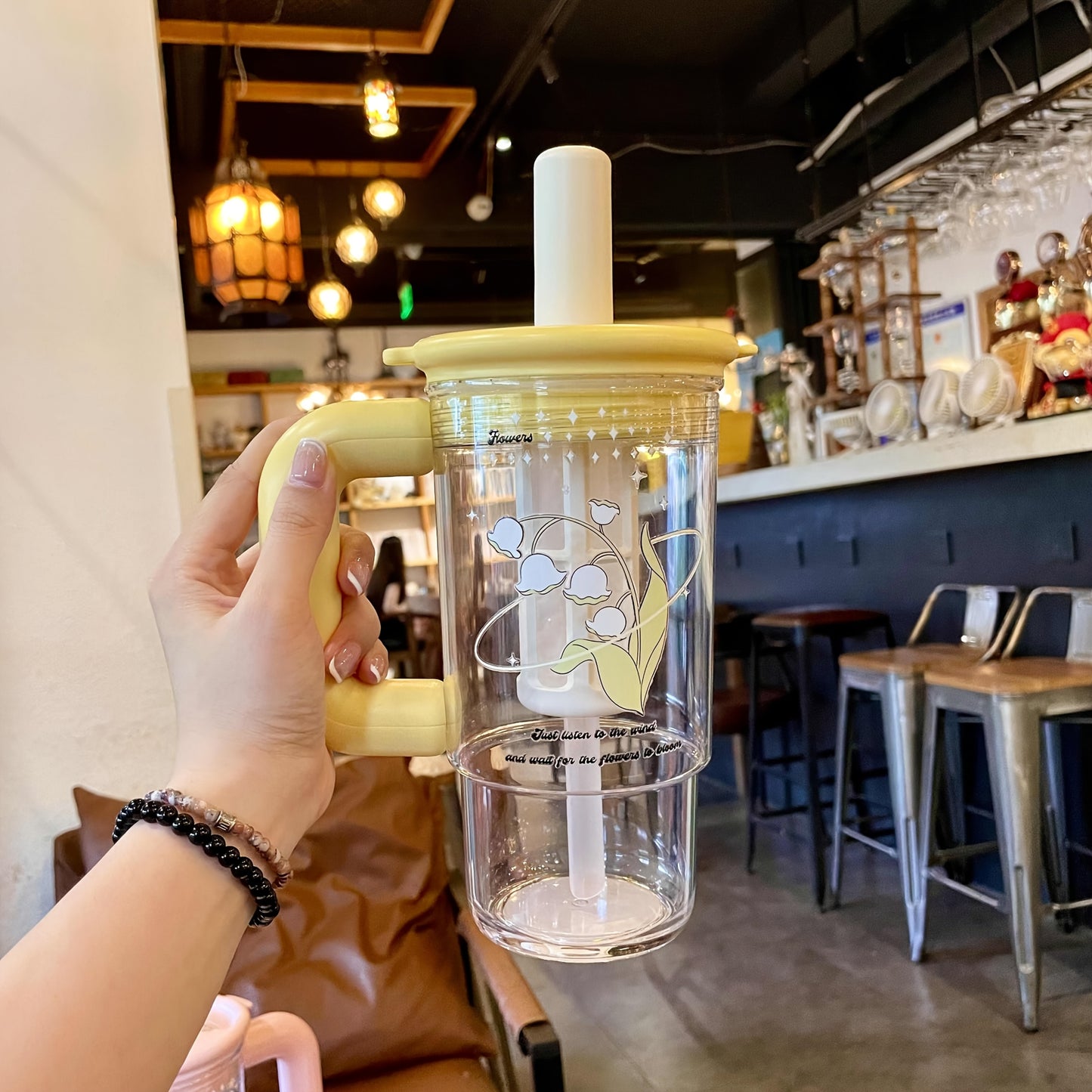 1000ml Large-Capacity Stylish Water Bottle with Straw, Portable Tea Separation Brewing Cup