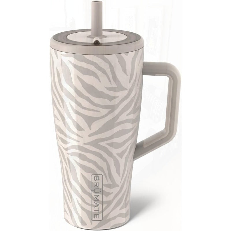 Era 30 oz Tumbler with Handle and Straw 100% Leakproof Insulated Tumbler with Lid and Straw Made of Stainless Steel Cup Holder Friendly Base 30oz Zebra