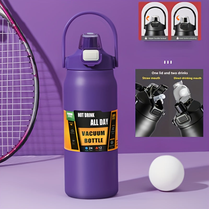 A double drink portable thermos flask 40.5\u002F54 ounces, suitable for outdoor cycling, hiking, office or home - durable.