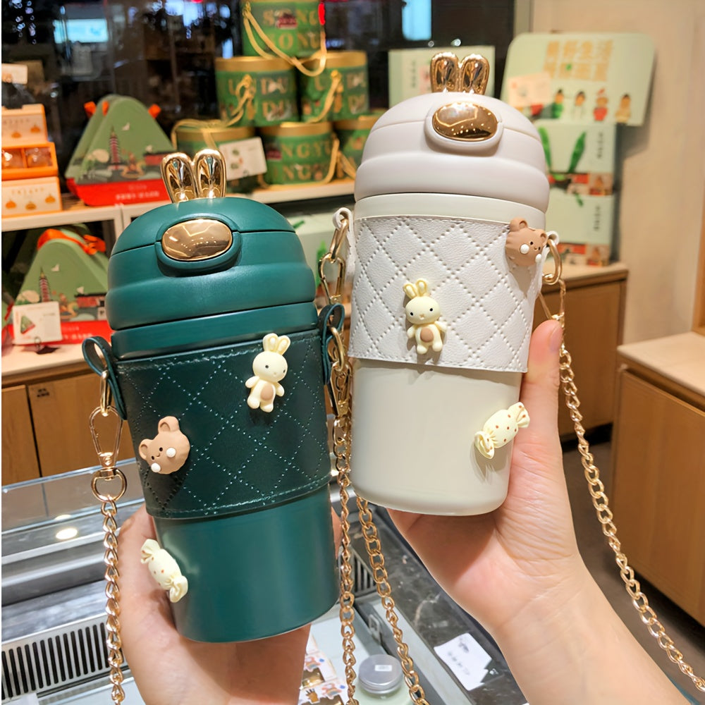 1pc, Cute Vacuum Flask, 304 Stainless Steel Insulated Water Bottles, Travel Thermal Cups, For Hot And Cold Beverages, Summer Winter Drinkware, Gifts, With Extra 4 3D Stickers