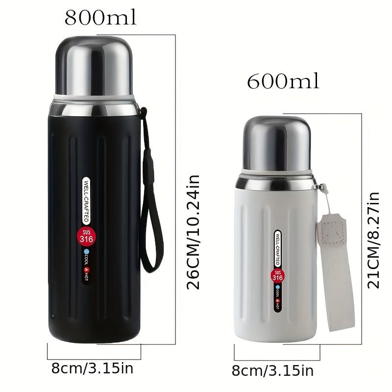 1pc, Vacuum Flask, 20.29oz Insulated Water Bottles, Travel Thermal Cups, for Hot And Cold Beverages, Summer Winter Drinkware, Gifts