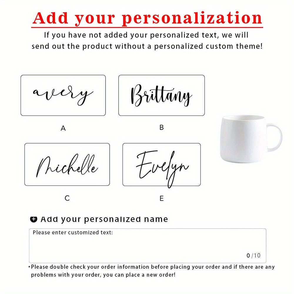 Customizable Ceramic Mug Customizable Ceramic Coffee Mug, Insulated & Reusable | Personalized with Name, Perfect for Thanksgiving, Bride & Bachelorette, Holiday & Birthday Gifts, Hand Wash Only, Kitchen & Dining Decor