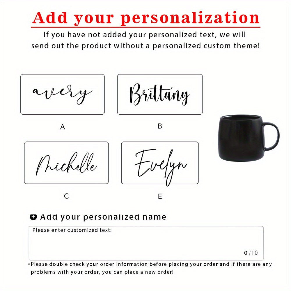 Customizable Ceramic Mug Customizable Ceramic Coffee Mug, Insulated & Reusable | Personalized with Name, Perfect for Thanksgiving, Bride & Bachelorette, Holiday & Birthday Gifts, Hand Wash Only, Kitchen & Dining Decor