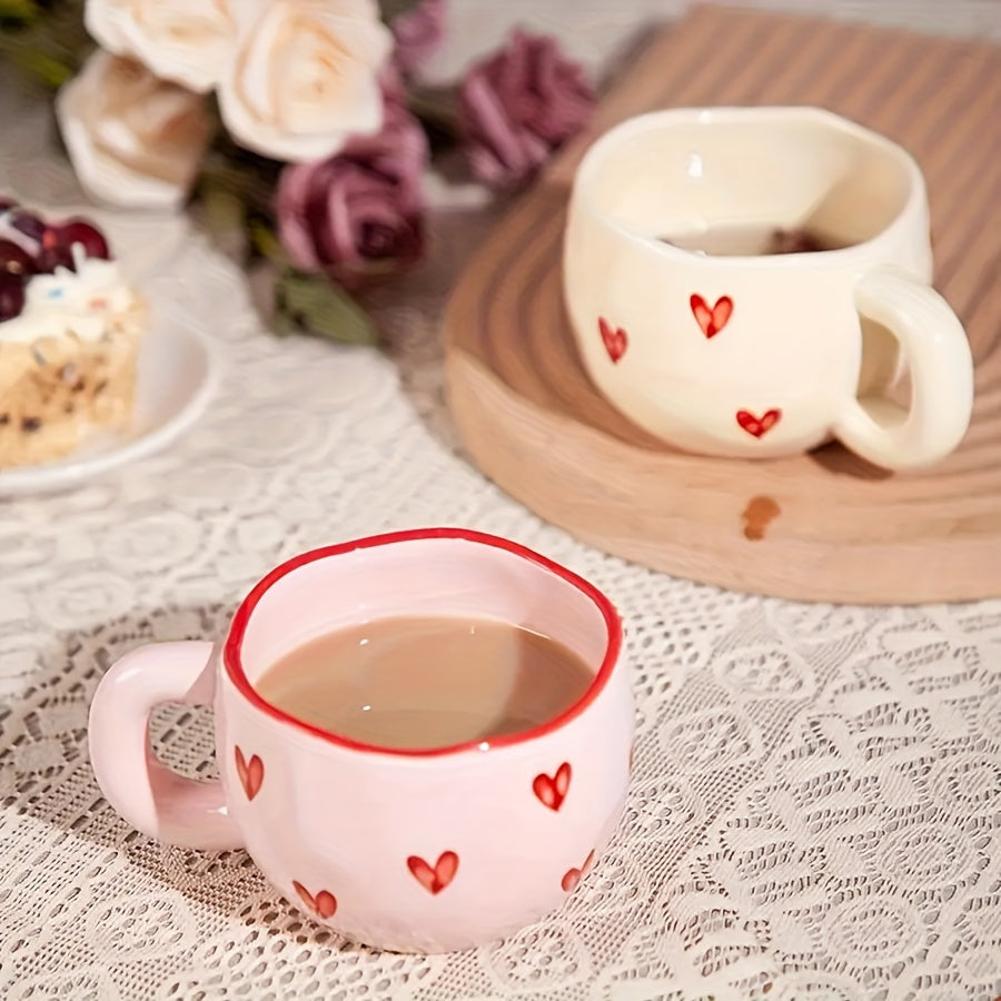 Xiaoquilismic 1pc Ceramic Heart Coffee Mug, 7.4Oz Sweetheart Tea & Milk Cup
