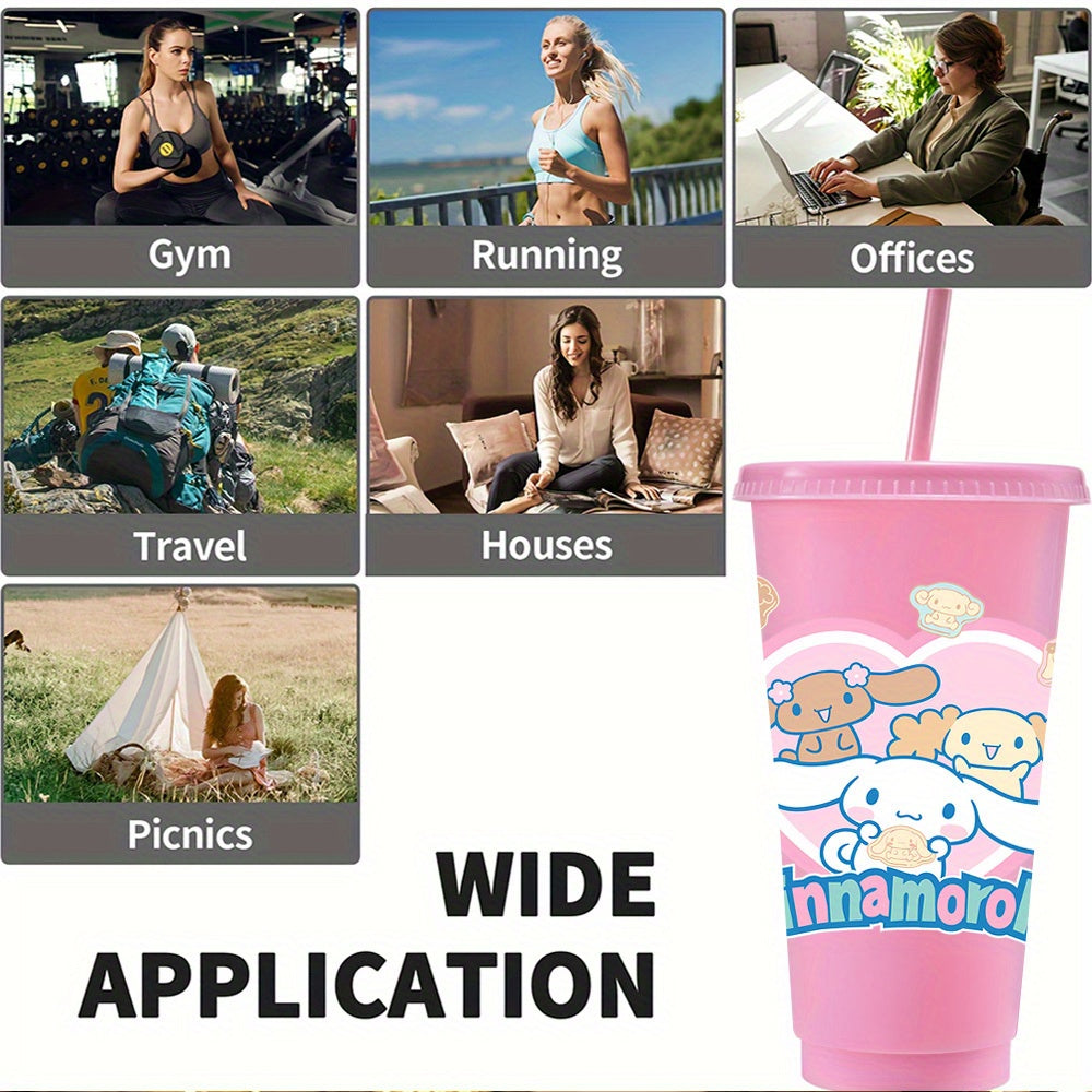 10pcs Reusable for cinnamoroll Plastic Cups, 24oz Iced Coffee Tea Slushie Cup with Lid and Straw