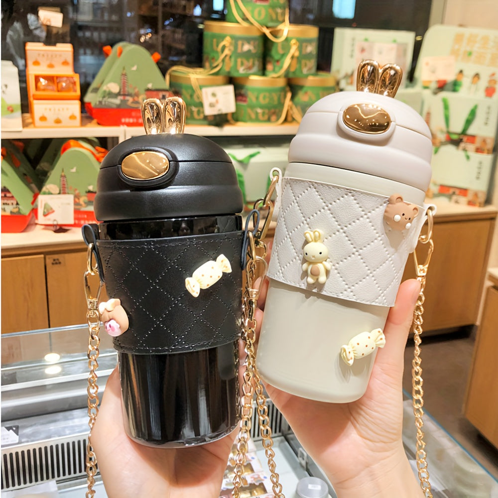 1pc, Cute Vacuum Flask, 304 Stainless Steel Insulated Water Bottles, Travel Thermal Cups, For Hot And Cold Beverages, Summer Winter Drinkware, Gifts, With Extra 4 3D Stickers