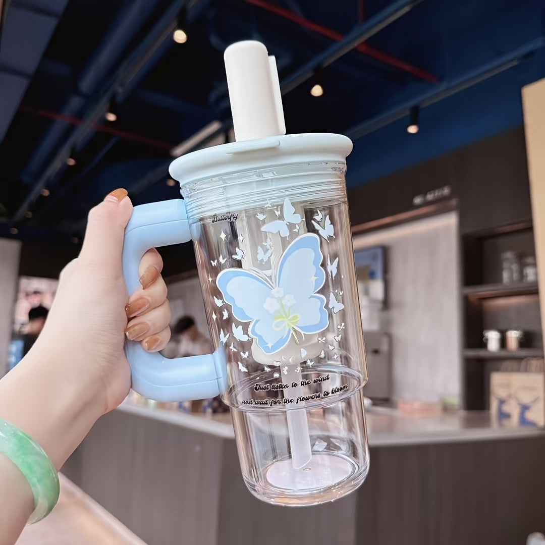 1000ml Large-Capacity Stylish Water Bottle with Straw, Portable Tea Separation Brewing Cup