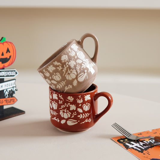 1pc Halloween Pumpkin Coffee Mug, Autumn Harvest Frosted Pumpkin Small Mug, Small Capacity Coffee Cup