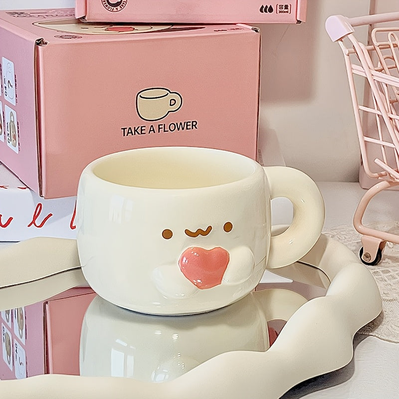 1pc 10.14oz Cute Cuddle Bread Ceramic Mug Office Coffee Cup Breakfast Milk Cup Student Personality Trendy Water Cup Suitable for Hot and Cold Drinks Couples BFF Friends Creative Gift Mother'S Day, Thanksgiving, Christmas, Birthday and Easter Ideal Gift