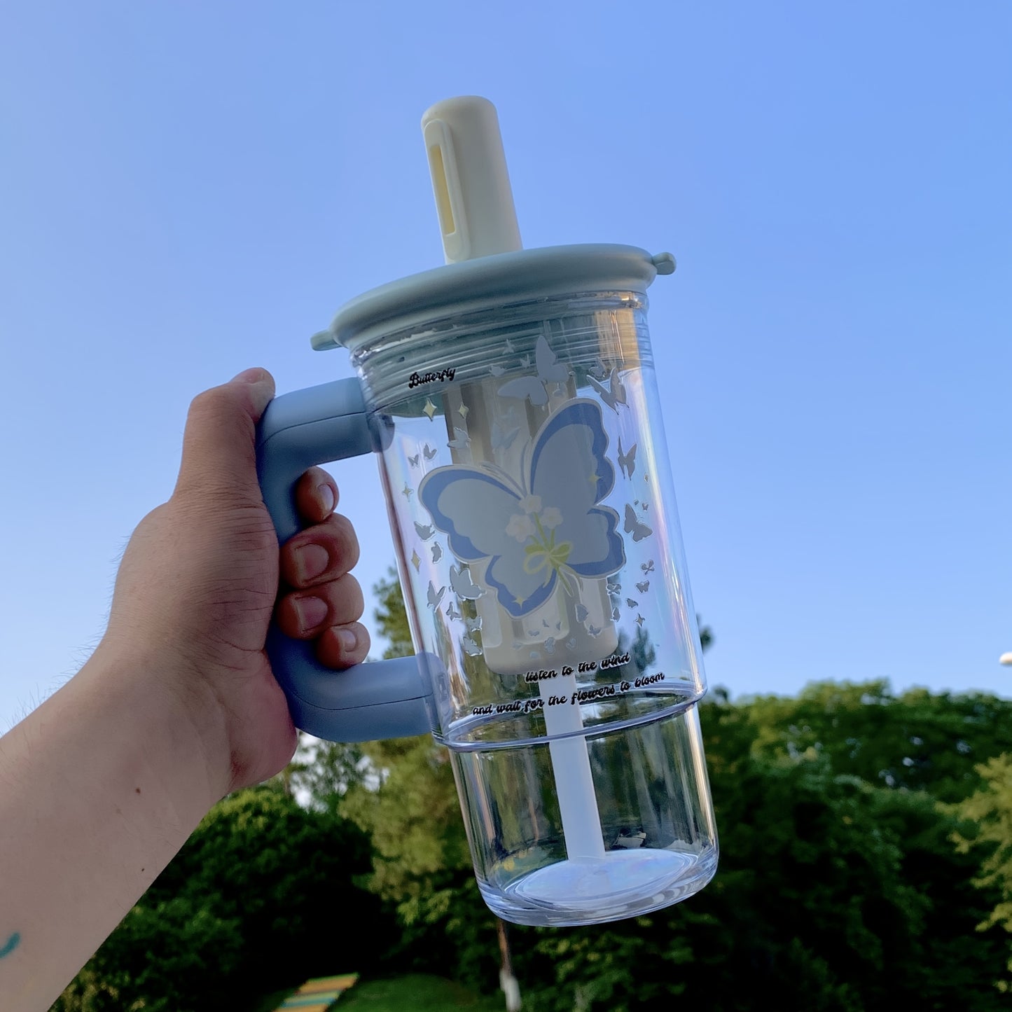 1000ml Large-Capacity Stylish Water Bottle with Straw, Portable Tea Separation Brewing Cup