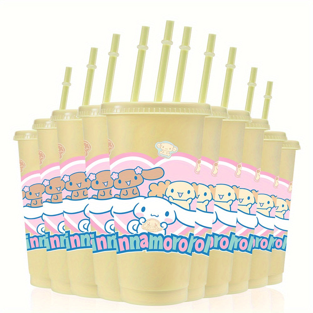 10pcs Reusable for cinnamoroll Plastic Cups, 24oz Iced Coffee Tea Slushie Cup with Lid and Straw