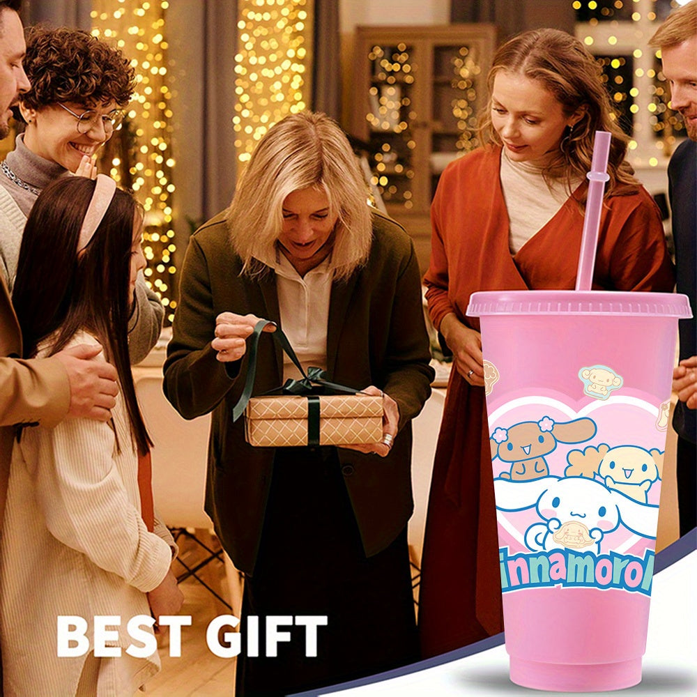 10pcs Reusable for cinnamoroll Plastic Cups, 24oz Iced Coffee Tea Slushie Cup with Lid and Straw