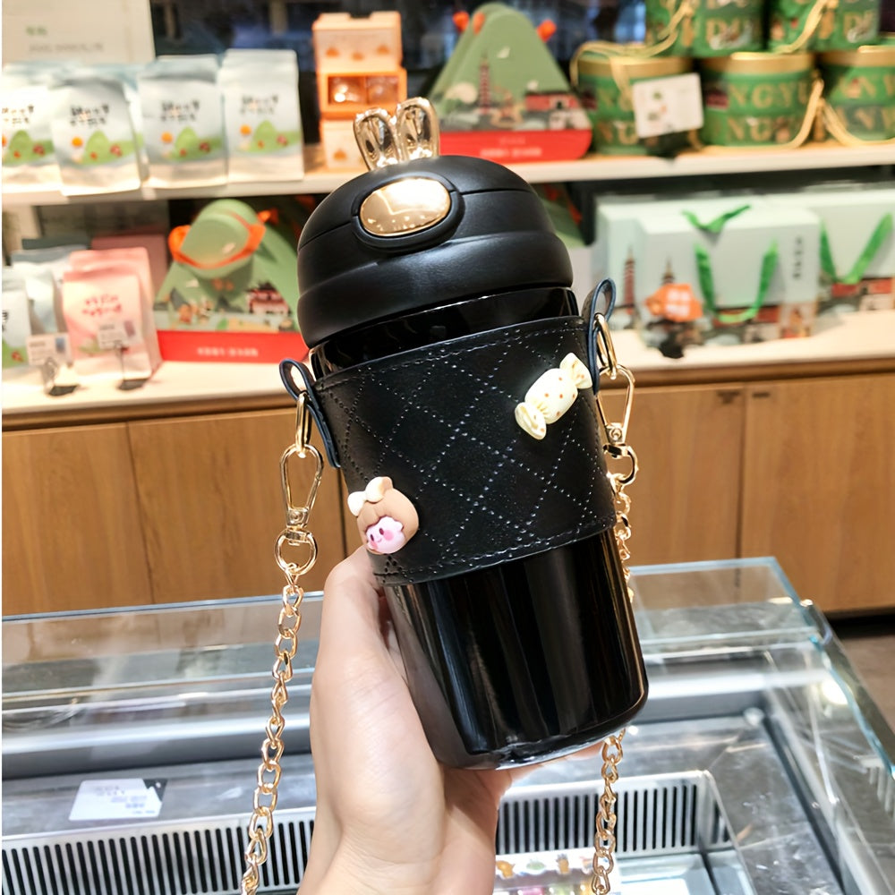 1pc, Cute Vacuum Flask, 304 Stainless Steel Insulated Water Bottles, Travel Thermal Cups, For Hot And Cold Beverages, Summer Winter Drinkware, Gifts, With Extra 4 3D Stickers