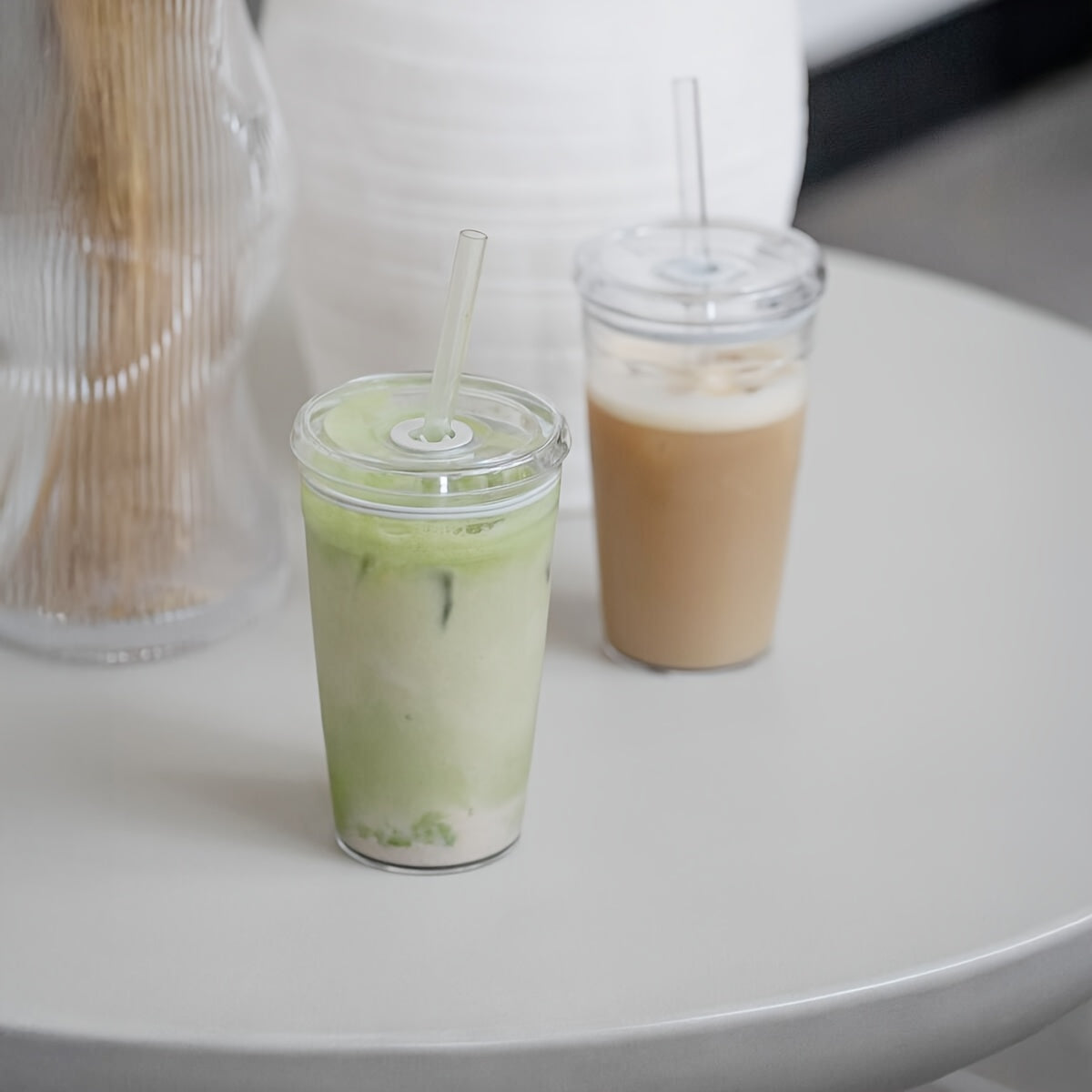 25pcs 50pcs Rounded Bottom Blank Uv Vinyl Print Reusable 500ml 16oz Clear Acrylic Plastic Coffee Tea Tumbler Cups with Lids And Straw for Juice Smoothie Matcha