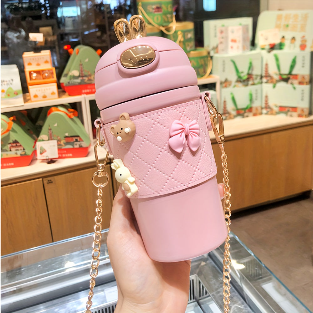 1pc, Cute Vacuum Flask, 304 Stainless Steel Insulated Water Bottles, Travel Thermal Cups, For Hot And Cold Beverages, Summer Winter Drinkware, Gifts, With Extra 4 3D Stickers