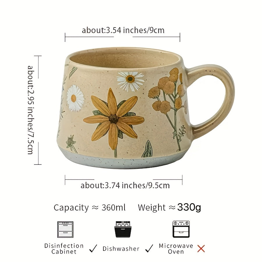 2 Ceramic Coffee Cups 2 Vintage Floral Ceramic Coffee Cups | 12.5 Ounces, Heat Preservation And Reusable, Dishwasher-Safe Multi-Purpose Tea Cups, Ideal Gifts for Friends
