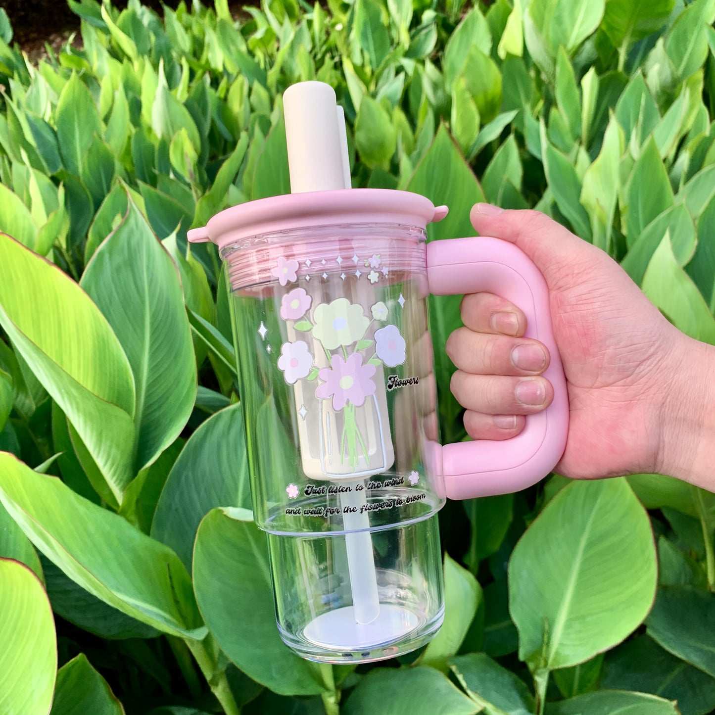 1000ml Large-Capacity Stylish Water Bottle with Straw, Portable Tea Separation Brewing Cup